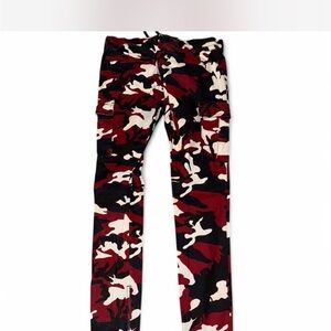 Red and Black Camouflage Cargo Pants